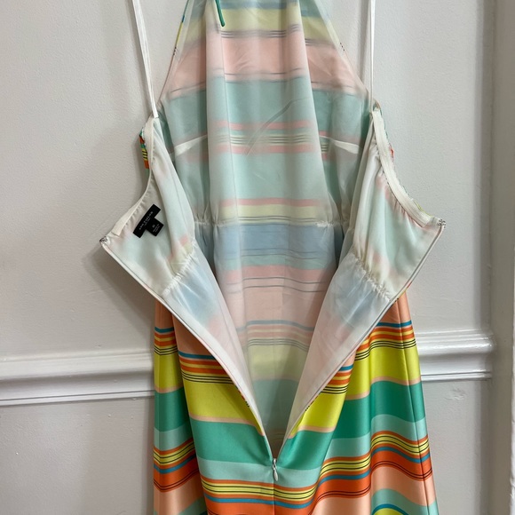 Ann Taylor Halter Maxi Dress Striped Multicolor Tie Back Womens Size 0 - Picture 10 of 16